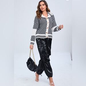 015. DALIA CHECKER BUTTON SWEATER